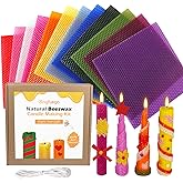 Bingfuego Beeswax Candle Making Kit for Beginners-12 Beeswax Sheets for Candle Making Rolling Kits, Natural Beeswax Candle Making Kit (Bright Color, 8 x 8 inch)