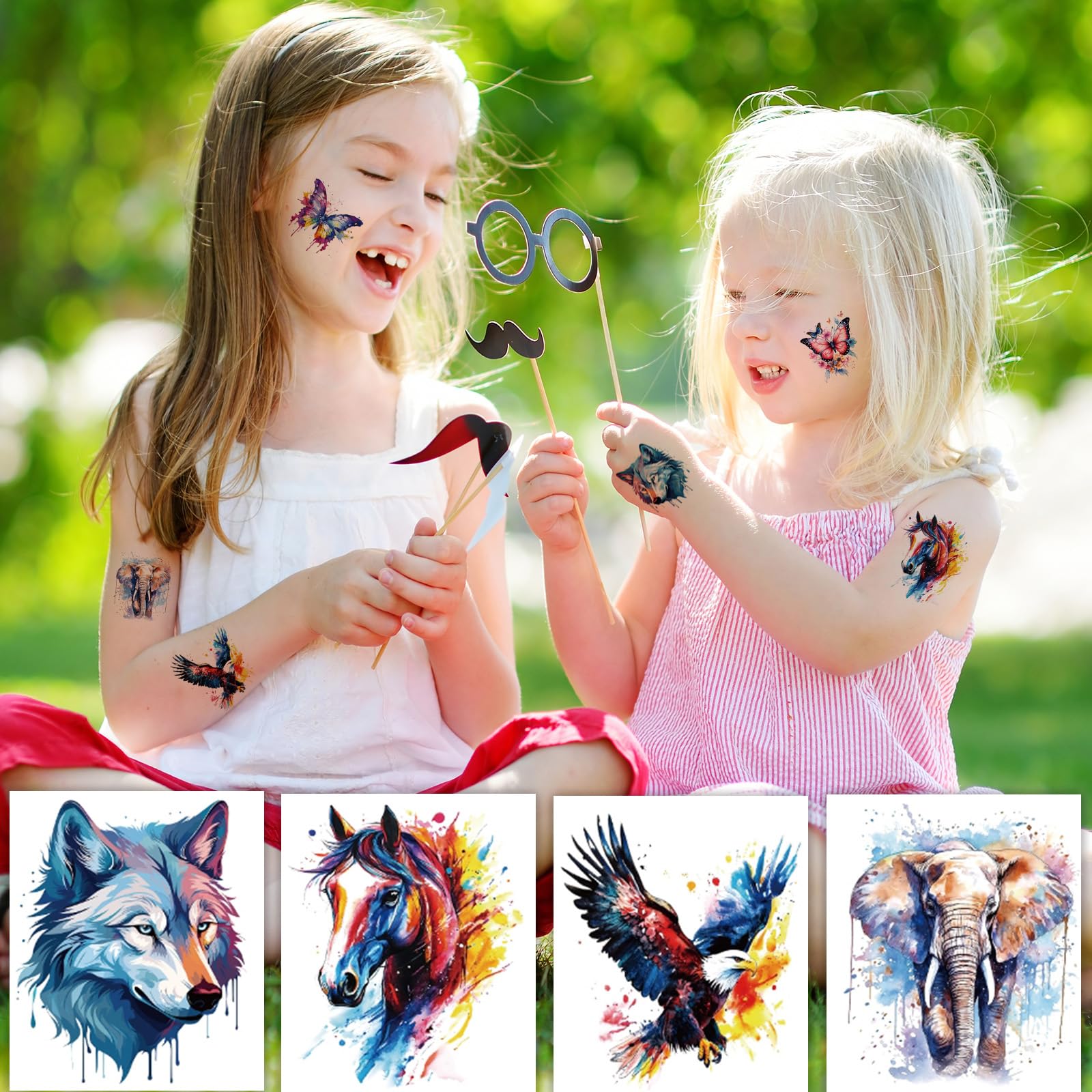 Hotoyannia 160 PCS 30 Sheets Watercolor Animals Temporary Tattoos for kids - Individually Cute Animals Temporary Tattoos Stickers for Girls Boy Body Arm Shoulder Birthday Party Supplies Gifts for Kids