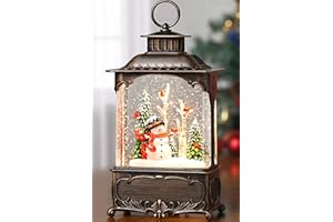 Blansong Snowman Snow Globe Lantern Christmas Decorations Gifts Auto Snowfall Glitter Music Collection Snowman Cardinal Birch Forest with 6H Timer USB/Battery Powered 10.2 inch
