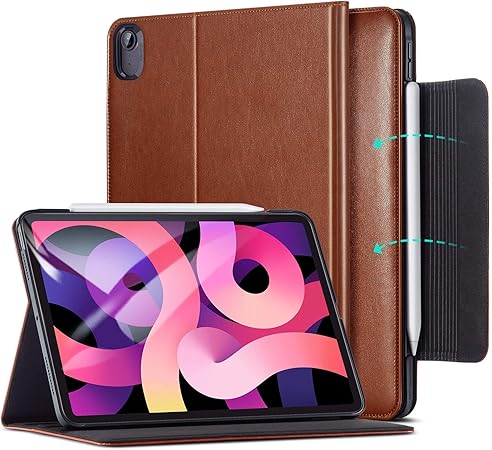 Esr Business Case For Ipad Air 4 2020 10 9 Inch Vegan Leather Folio Pencil 2 Compatible Director Series Brown Amazon Co Uk Computers Accessories