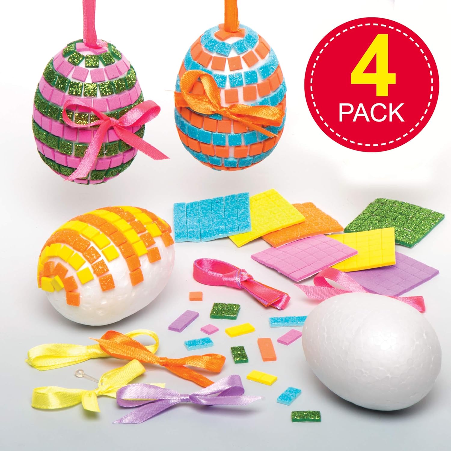 Baker Ross Easter Egg Mosaic Bauble Kits (Pack of 4) Easter Crafts For
