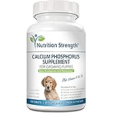 Nutrition Strength Calcium Phosphorus for Dogs 120 Chewable Tablets | Puppy Bone Growth Supplement for Strong Teeth, Skeletal Support &amp; Rapid Growth | Ideal for Large Breed Puppies &amp; Nursing Dogs