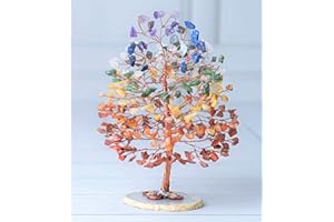 7 Chakra Tree of Life - Geode Agate Slice Base, Crystal Tree for Positive Energy, Seven Chakra Gemstone Tree, Healing Stone -