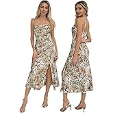 UTNISAN Wedding Guest Dress for Women Spaghetti Strap Satin Slip Cocktail Formal Midi Evening Party Dresses
