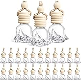 BBTO 50 Pcs Hanging Car Air Freshener Car Diffuser Bottles Empty Glass Perfume Bottle Freshener Diffuser Bottle Pendant for Essential Oil Fragrance Aromatherapy Bottle Ornament(Rose)