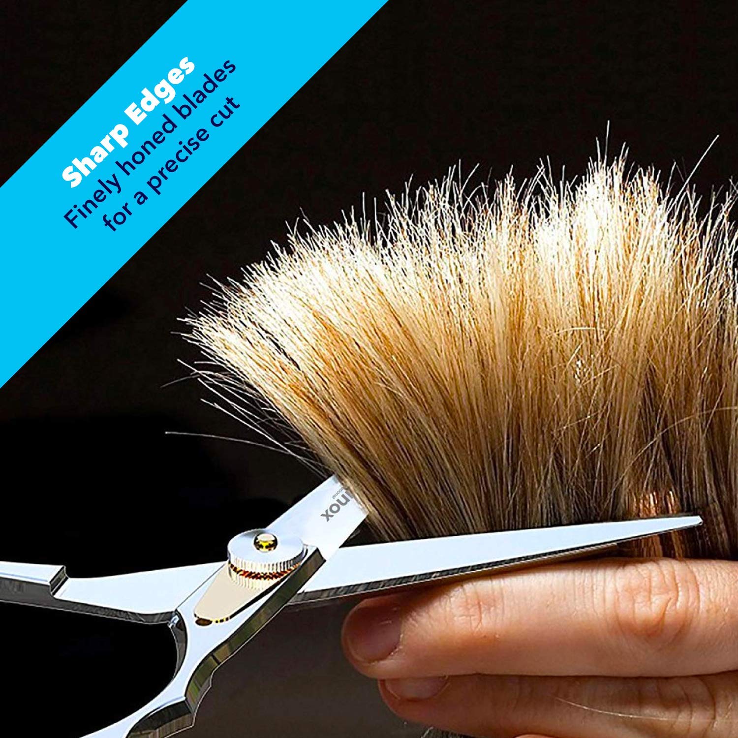 Equinox International Professional Razor Edge Series - Barber Hair Cutting Scissors/Shears - 6.5" Overall Length with Fine Adjustment Tension Screw - Japanese Stainless Steel: Beauty