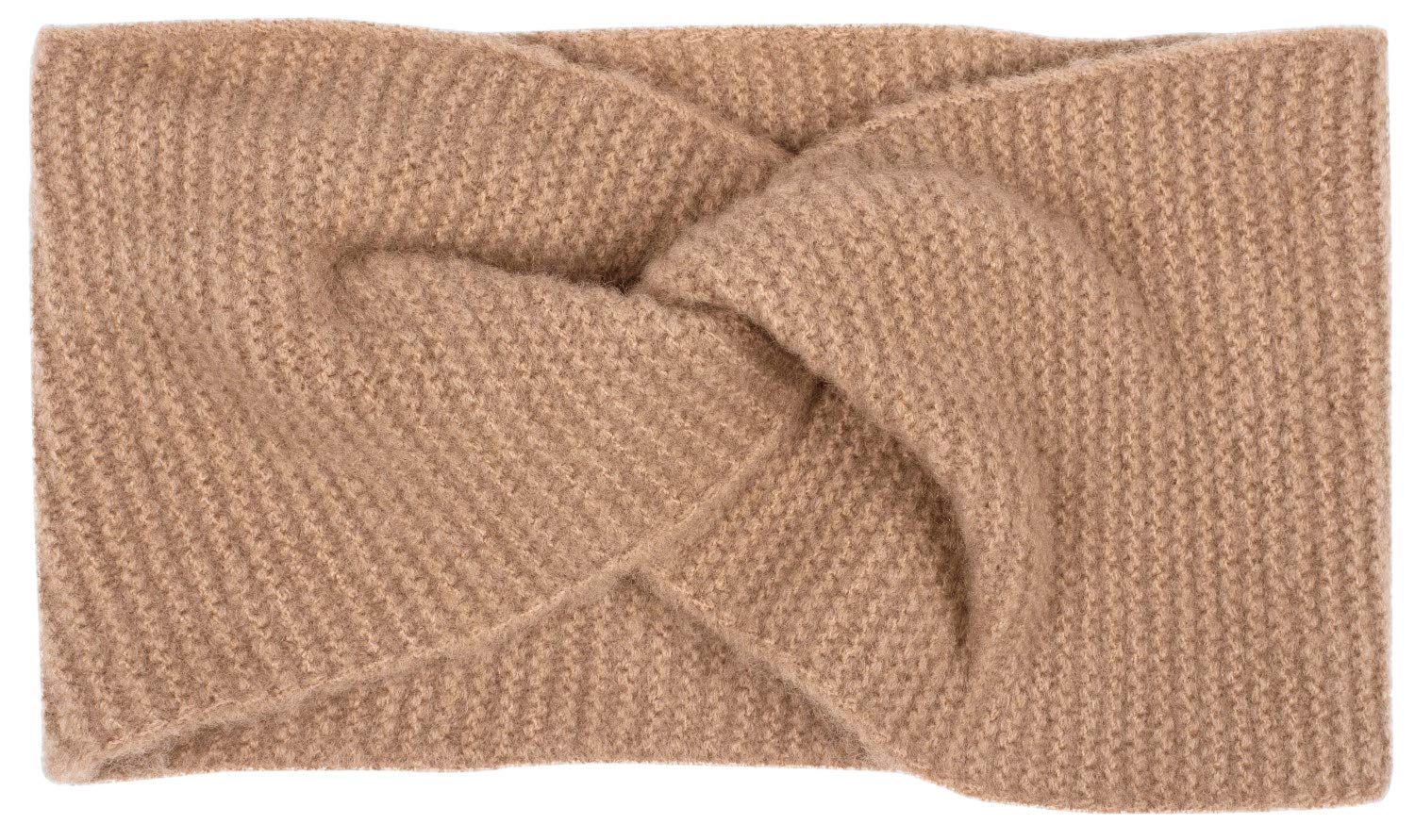 styleBREAKER Ladies fine knit headband with twist knot, warm winter hairband, headband 04026047, color:Brown