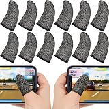 30 Piece Finger Sleeve for Gaming Mobile Game Controller Finger Thumb Sleeve Anti Sweat Breathable Seamless Touchscreen Cover Silver Fiber for Phone Game(Black Brim)