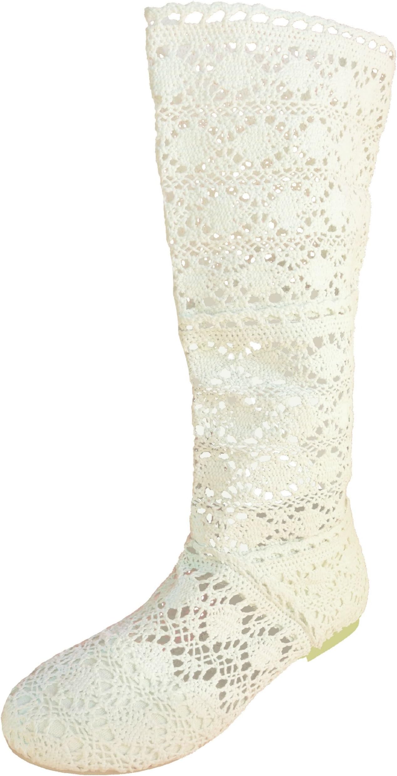 BABOOTS Women's Summer Beige Crochet Boots