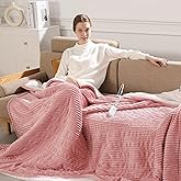 Pink Heated Blanket Twin Size Electric Blanket - 62x84'' Electric Heating Blanket with ETL and FCC Certification, Washable Heated Blanket for Office, Flannel & Sherpa, House Warming Gifts New Home