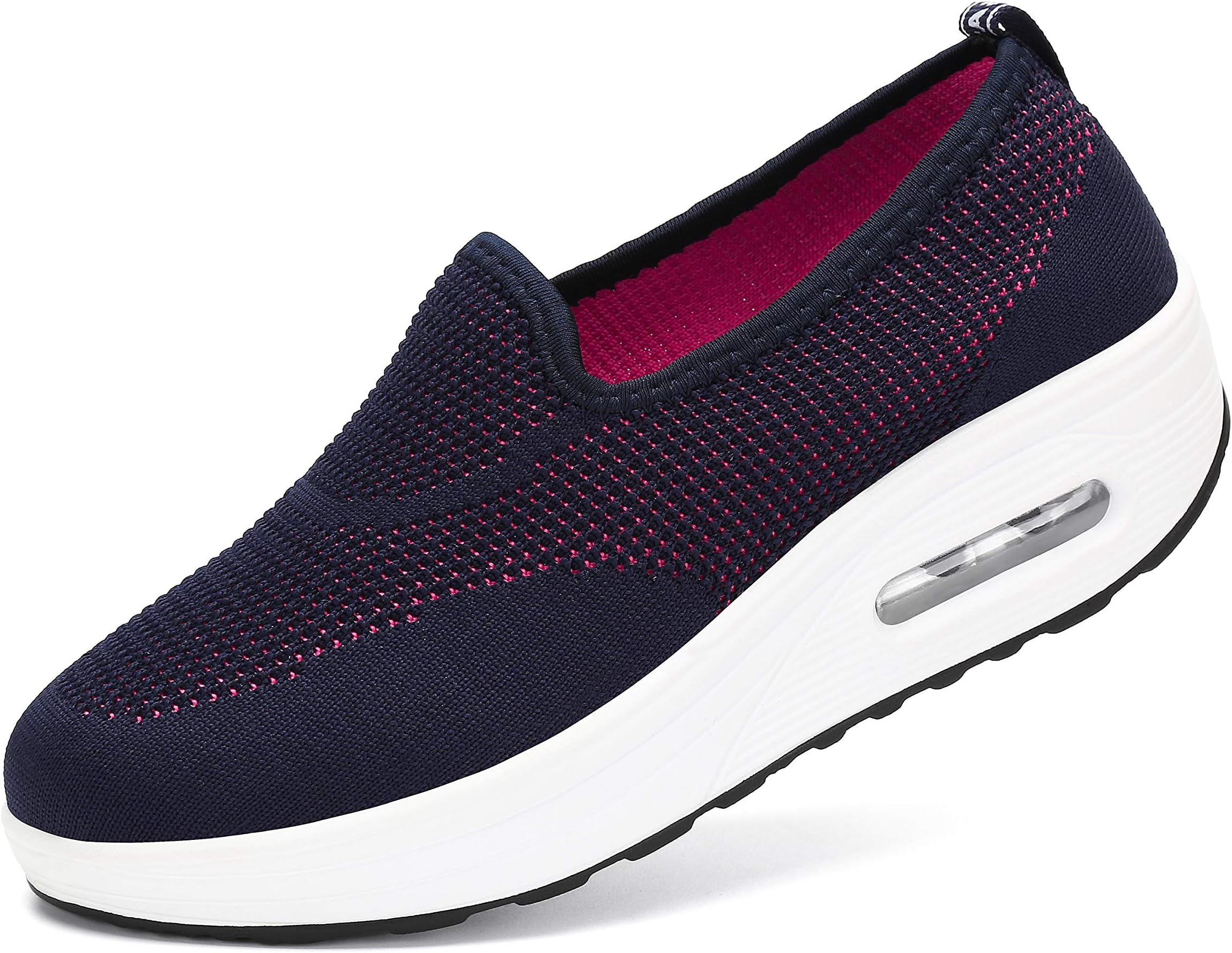 Zhiher Women's Slip-On Breathable Platform Trainers Casual Toning Rocker Shoes Wedge Walking Running Hiking Sneakers