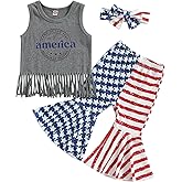 YINGISFITM Baby Girl Easter Outfit Bunny Print Short Sleeve Tee Tshirt Pants Toddler Bell Bottoms Summer Clothes 2Pcs Set