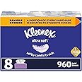 Kleenex Ultra Soft Facial Tissues, 8 Flat Boxes, 120 Tissues per Box (960 Total Tissues)