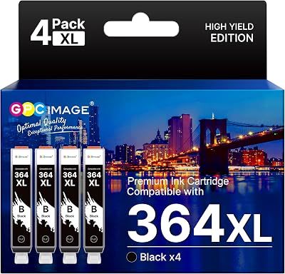 GPC Image 364XL Black Ink Cartridges Multipack for HP 364XL 5510 5520 6510 (4
