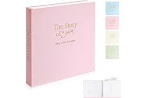 Timeless First 5 Years Keepsake Baby Memory Book for Boy or Girl, Luxury Linen Cover Acid Free Pages, Neutral Baby Journal Mi