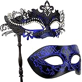 Hoshin Masquerade Mask for Couple, Mardi Gras Deecorations Venetian Masks with Stick for Womens