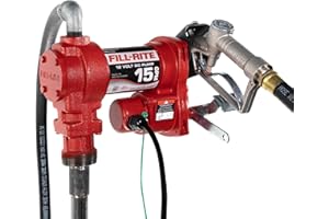 Fill-Rite FR1210G Fuel Transfer Pump, Telescoping Suction Pipe, 12-Feet Delivery Hose, Manual Release Nozzle-12V, 15 GPM