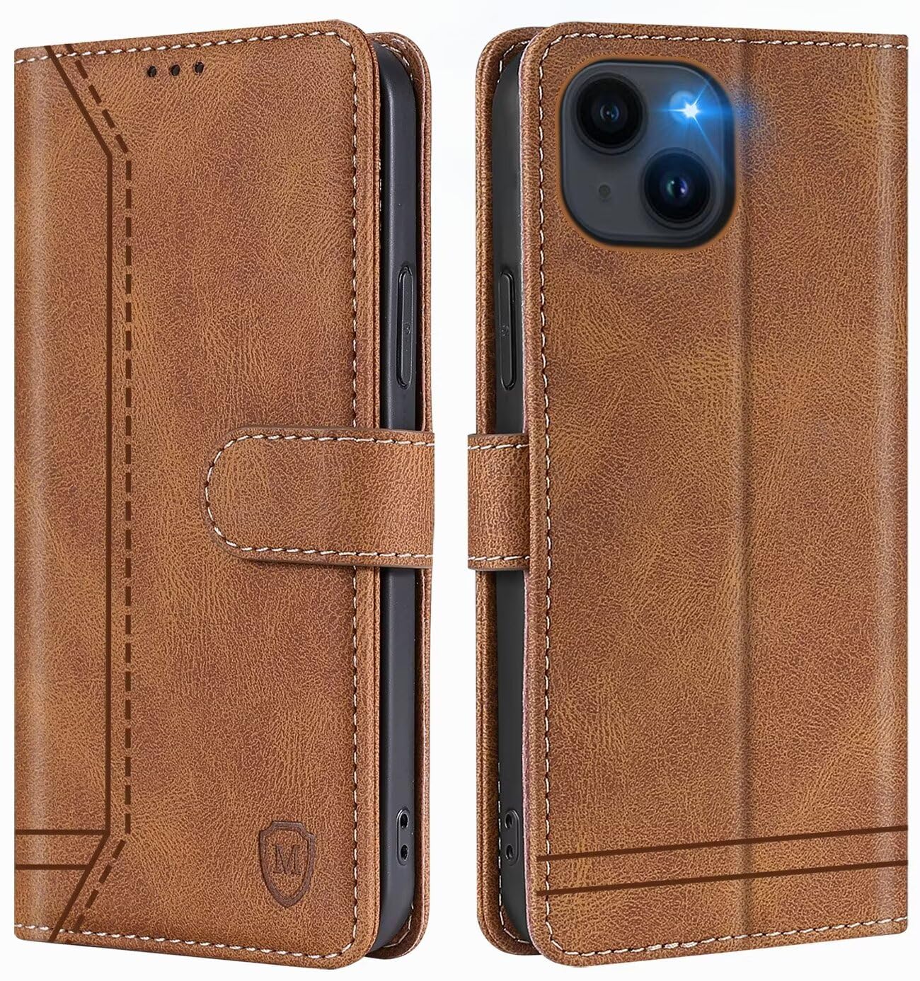 GoodcAcy Wallet Case for iPhone 16 Plus Leather Wallet Case, Flip Case with Card Holder and Magnetic Buckle, Leather Book Case for iPhone 16 Plus (Brown)