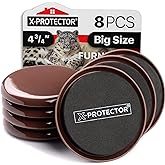 Furniture Sliders for Carpet X-PROTECTOR - 8 PCS Heavy Moving Pads 4 3/4" | Premium Sliders for Furniture. Move Your Furniture Easy with Reusable Furniture Movers Sliders for Carpets!
