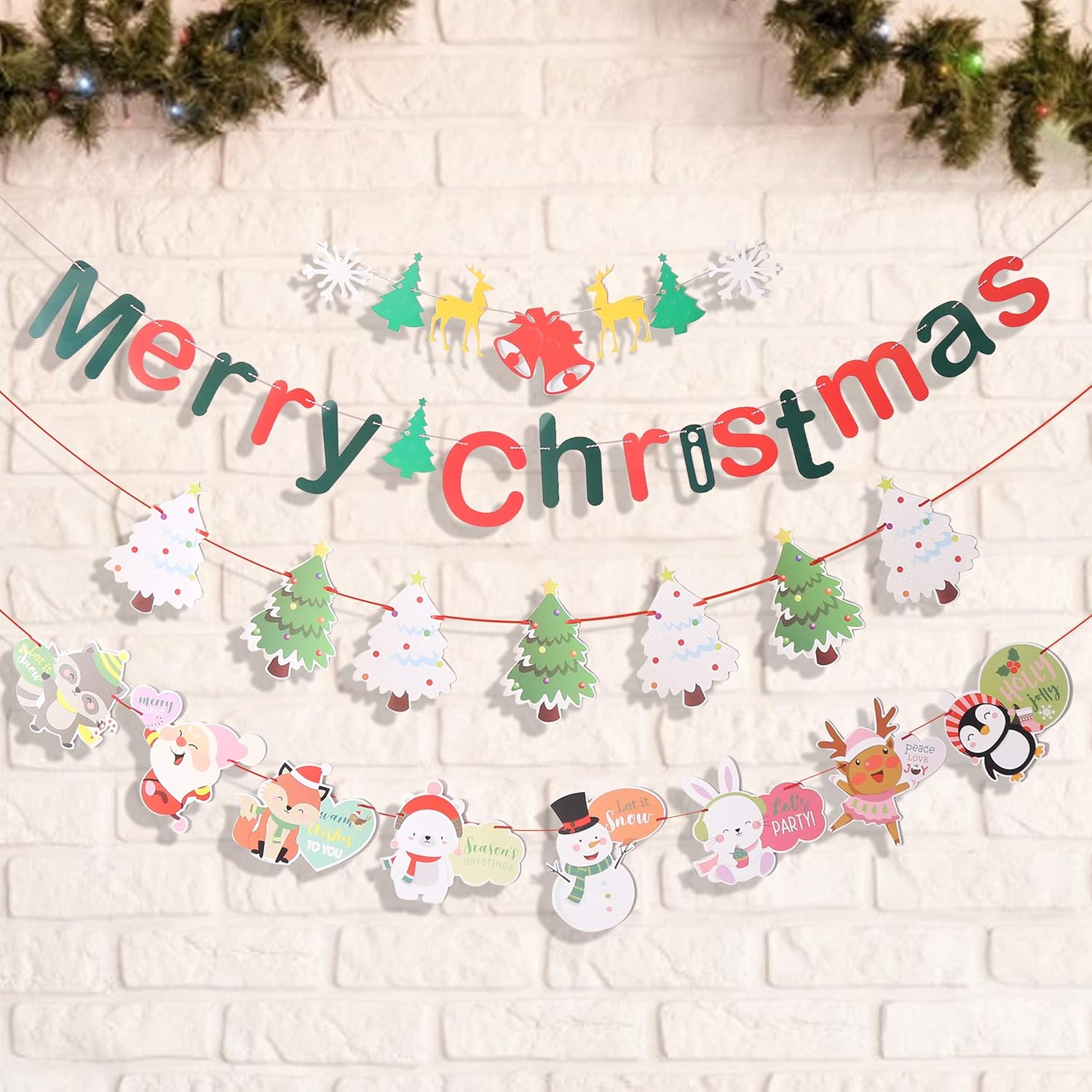 Amazon Ccinee クリスマス ガーランド 5種類セット ラメあり クリスマス 飾り フラグ 旗 飾り付け Christmas デコレーション 装飾 おしゃれ パーテイー小物 ガーランド おもちゃ