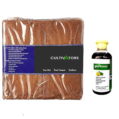 CULTIVATORS Cocopeat Mixed with 5kg Organic Manure/ Neem Oil-250ml