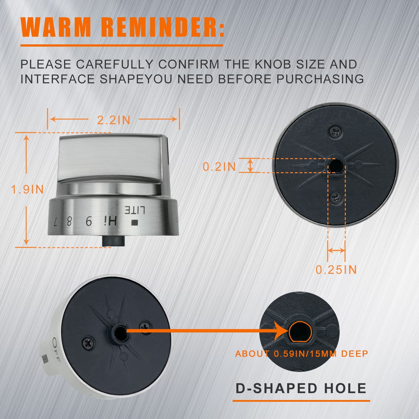 5 Pack Stainless Steel WB03x24818 Gas Stove Knob Replacement for ge,PS11729081 AP5989029 Stainless Steel Stove Replacement Knobs,Compatible with ge Stove Knob（Not Universal）