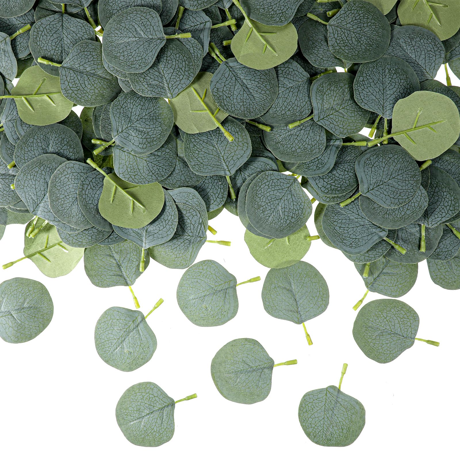Photo 1 of 100 Pcs Artificial Eucalyptus Leaves, Fake Greenery Loose Dried Eucalyptus Leaf for Wedding Decor DIY Centerpieces, Boho Table Decorations, Bouquets Wreaths, Cake Topper, Farmhouse Home Decor (Green)