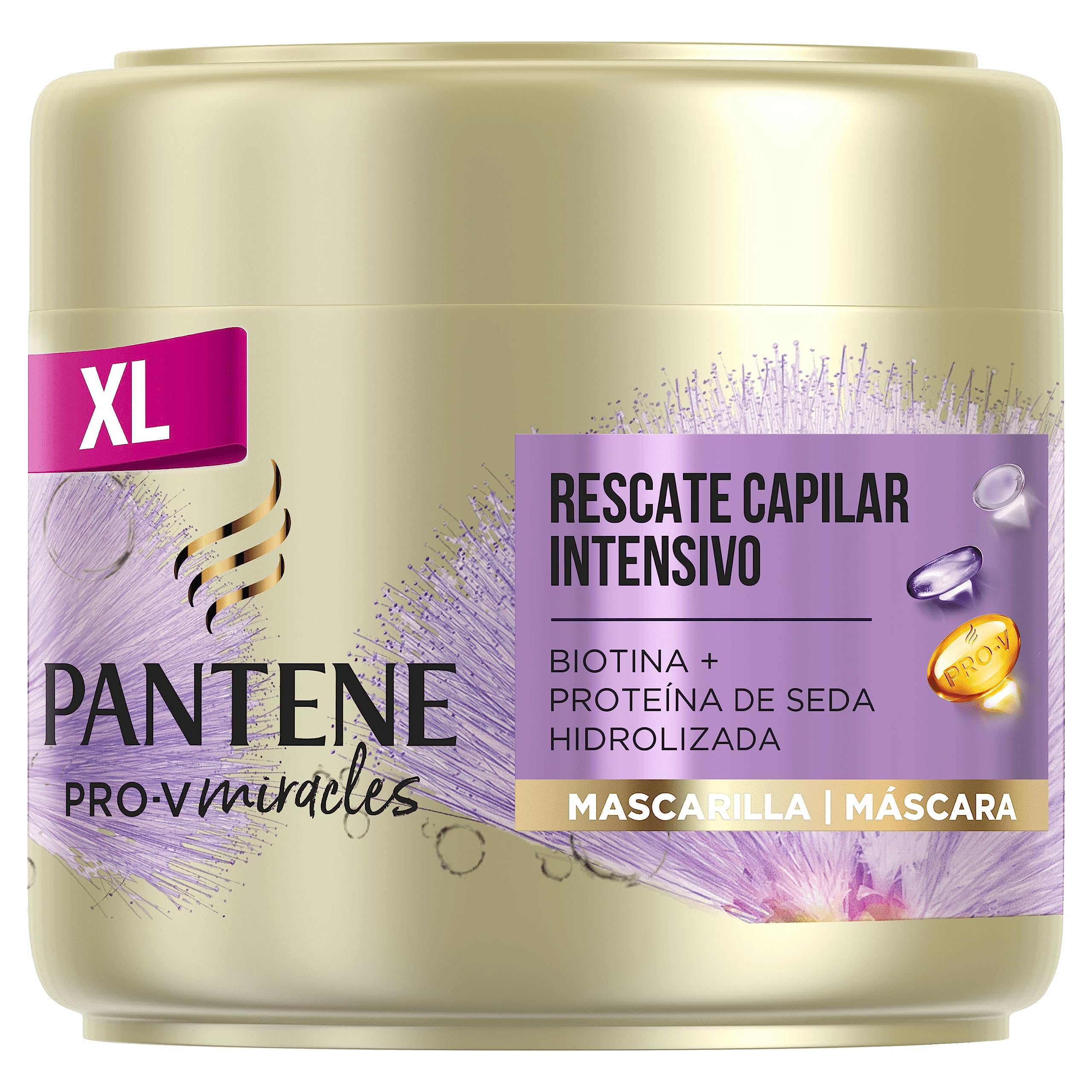 Pantene Hair Mask For Dry Damaged Hair, Intense Hair Rescue, Helps Repair Intensely Dry, Damaged Hair, Biotin And Hydrolyzed Silk Protein, Leaves Hair Silky To The Touch, 300ml