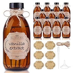 12 Pack, 8 OZ Amber Glass Bottles with Caps