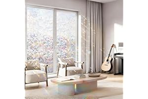 Window Privacy Film Rainbow Film Decorative Window Sticker, 3D Static Stained Glass Cling Tint for Home Heat Control Non-Adhe