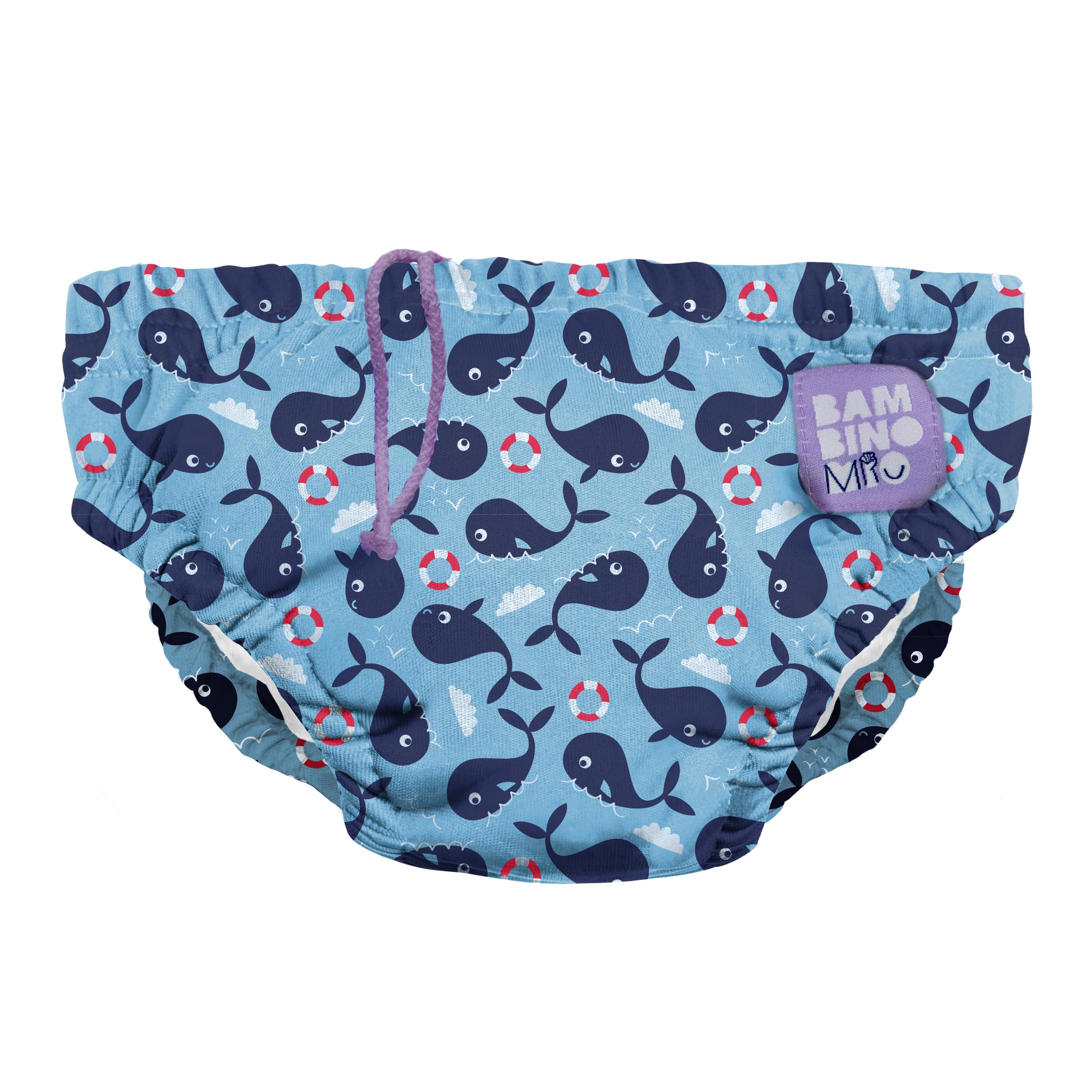 Bambino Mio, Reusable Swim Nappy Pant for Baby and Toddler - Whale Wharf (Age 0-6 Months), Boys and Girls