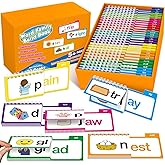 Phonics Flash Cards Word Family Build Book,Learn to Read 30 Read and Rhyme Flip Books,Sight Words Flash Cards Kindergarten Phonics Flip Books for Kids Classroom Homeschool Preschool Learning Activity