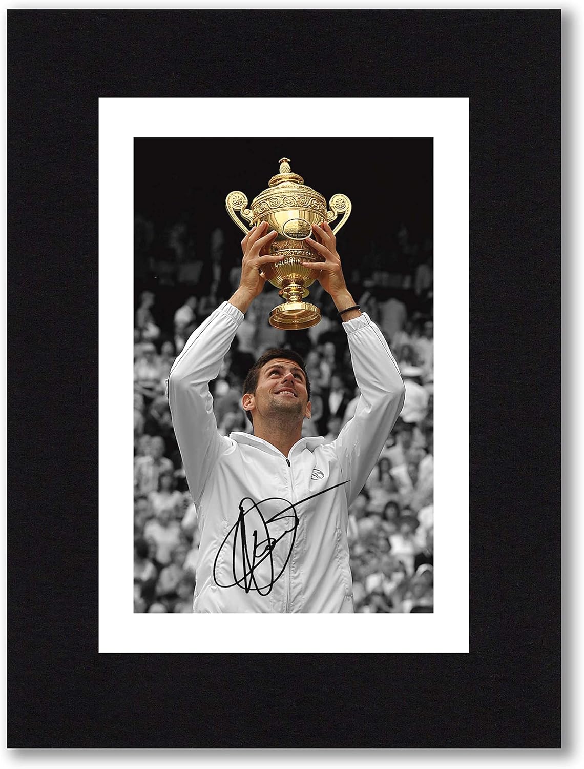 Photographs - Novak Djokovic Signed 8x6 Inch Mounted Photo Print - Pre Printed Signature -Wimbledon Tennis Autograph Memorabilia, Ready To Be Framed, 8 x 6 Inches - 203.2 x 152.4 mm