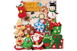 Cleboen Christmas Sewing Kit for Kids Beginners, 12-in-1 Sew Your Own Felt Christmas Ornaments Craft Kit for Kids Girls & Boys 6-8, 8-12, Fun and Educational Christmas Gift Ideas