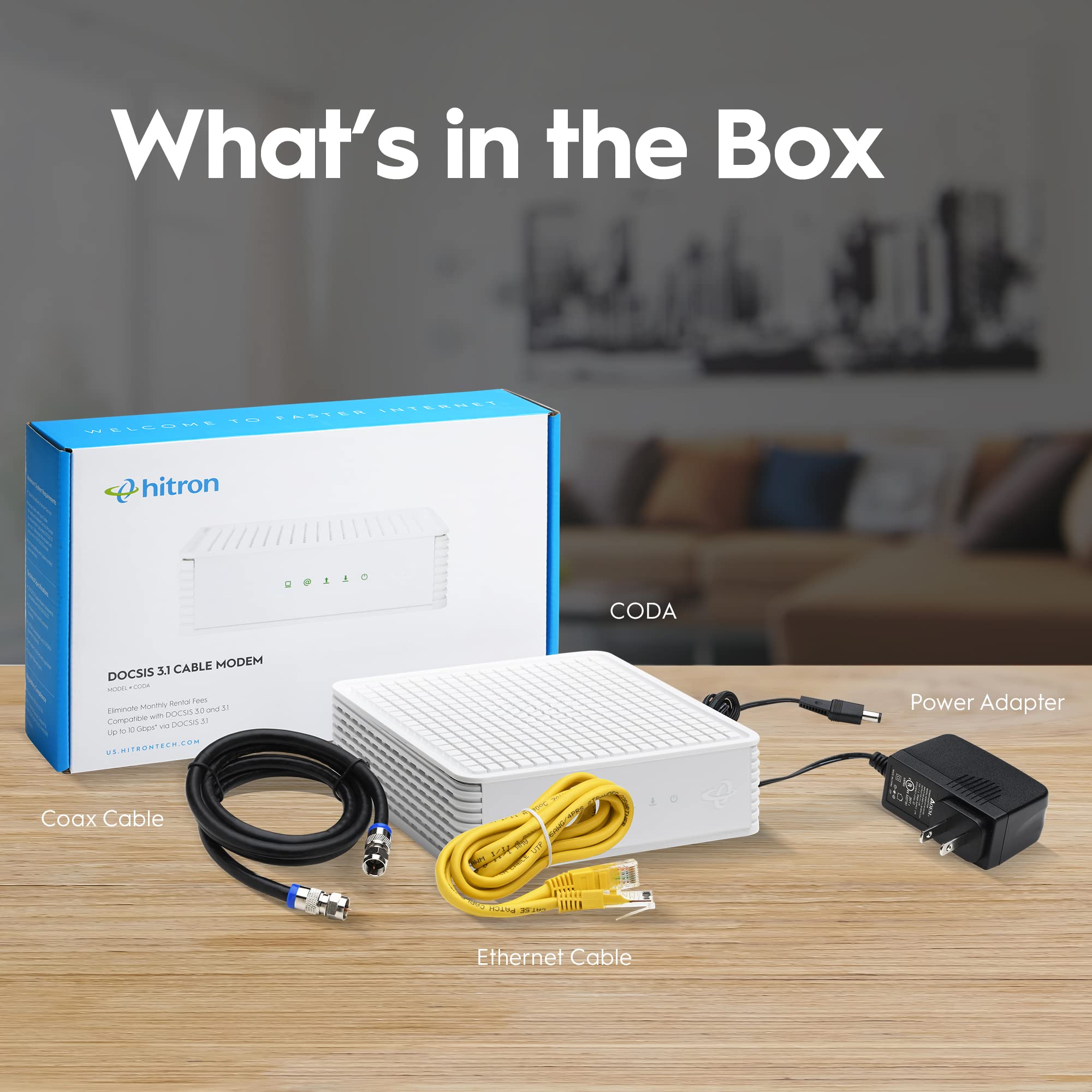 Hitron CODA DOCSIS 3.1 Modem Pairs with Any WiFi Router or Mesh WiFi