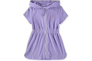 Cyndeelee Girls Hooded Swimsuit Coverups Zip-Up Absorbent Terry Swim Cover Up, Size 2T-16