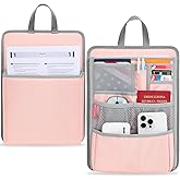 DELTAMANN Slim Rugged Backpack Organizer Insert for Business Casual Men Women -13 Pockets,Padded Nylon,Max 14'' laptop- Pink