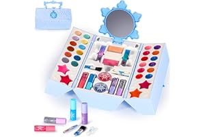 Kids Makeup Kit for Girl - BELLOCHIDDO 45pcs Washable Real Makeup Set Toy with Cosmetic Case for Little Girl, Pretend Play Makeup Beauty Set Birthday Toys Gift for 3 4 5 6 7 8 9 10 Years Old Girl