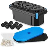 NFESOLAR Medium Pond Filter with Filter Media for Outdoor Ponds Fish Tank | Filter Box with Filter Pads, Bio-Balls and Ceramic Filter Rings, Protect Water Pump and Clean Water (No Pump)