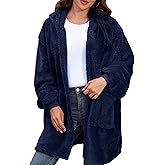 Argstar Hooded Cardigan for Women and Men, Oversized Sweatshirt Fuzzy Fleece Blanket Hoodie Jacket - One Size Fits All
