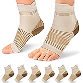 Plantar Fasciitis Sock (6 Pairs) for Men and Women, Compression Foot Sleeves with Arch and Ankle Support (Nude，Large)