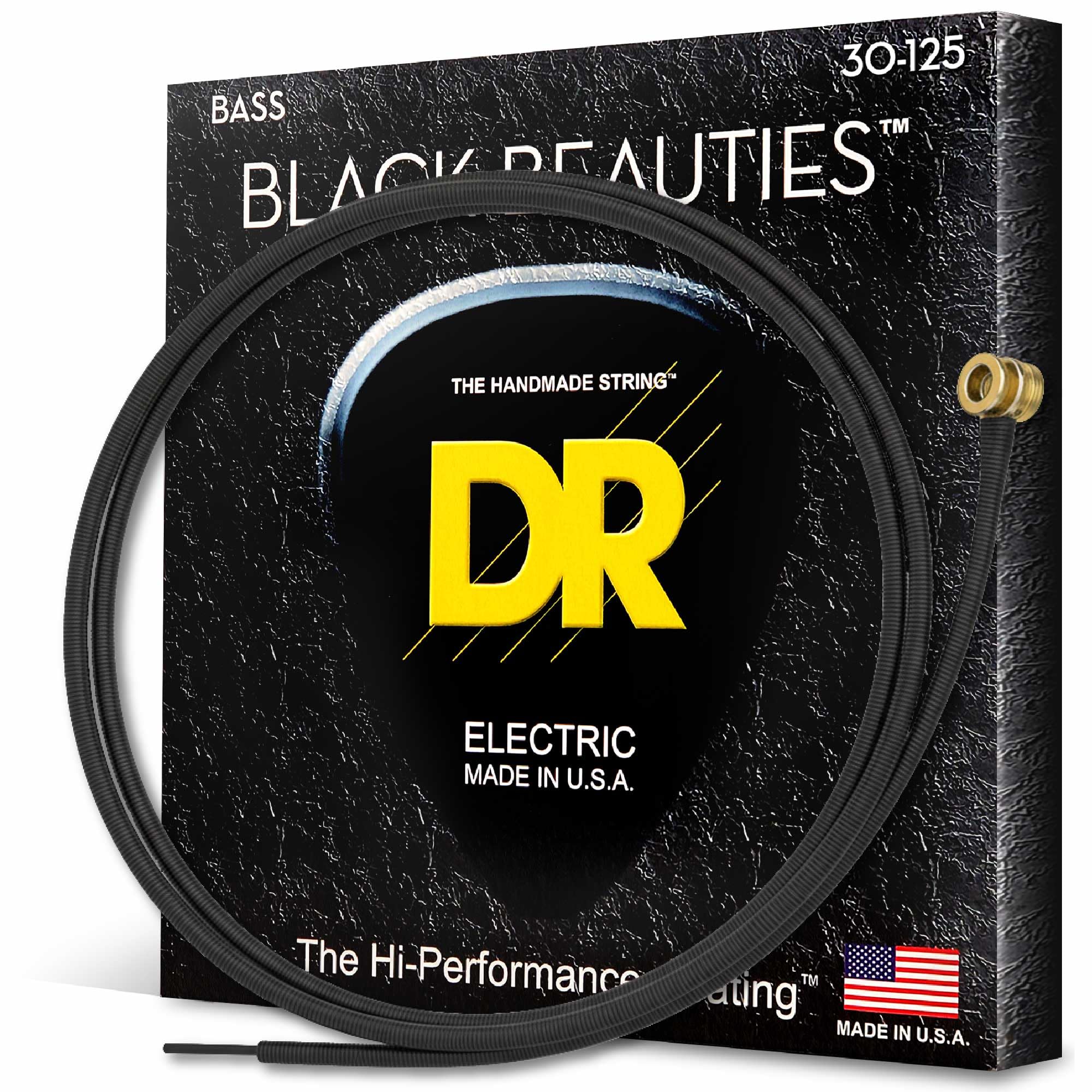 DR Strings BKB630 30-125 Medium 6-String Set Handmade Black Beauties Coated Bass Strings