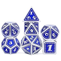 Metal Dice Set with Bag, DNDND Blue Dragon Scale