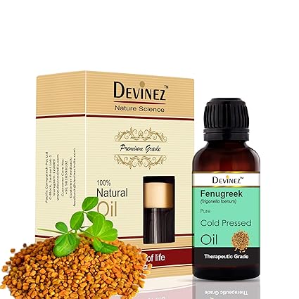 Devinez Fenugreek, Methi Cold Pressed Oil, 30ml in Glass Bottle, 100% Pure, Natural & Undiluted - For Massage, Hair Care, Dandruff, Hair Care, skin irritation, Acne reduction & Skin care