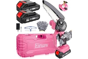 EIRUAW Mini Chainsaw Cordless 6-INCH, Portable Electric Power Pruning Saw, Rechargeable Battery Powered Handheld Chain Saw for Tree Branches, Courtyard, Household and Garden, 2PCS 21V 1500mAh Batteries