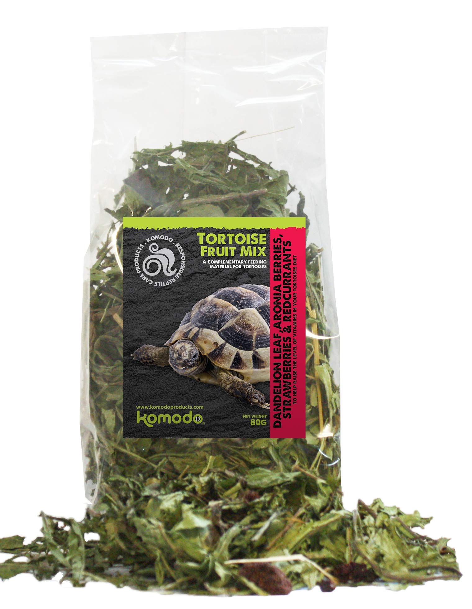Komodo Tortoise Fruit Mix Nutrient Rich Vitamin Minerals Boost Nibbling Chews Natural Botanical Herbs - 80g