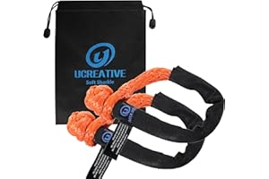 Ucreative 2Pcs Synthetic Soft Shackle 1/2 Inch x 22 Inch (56,000lbs Max Breaking Strength) with Extra Sleeves (Orange)