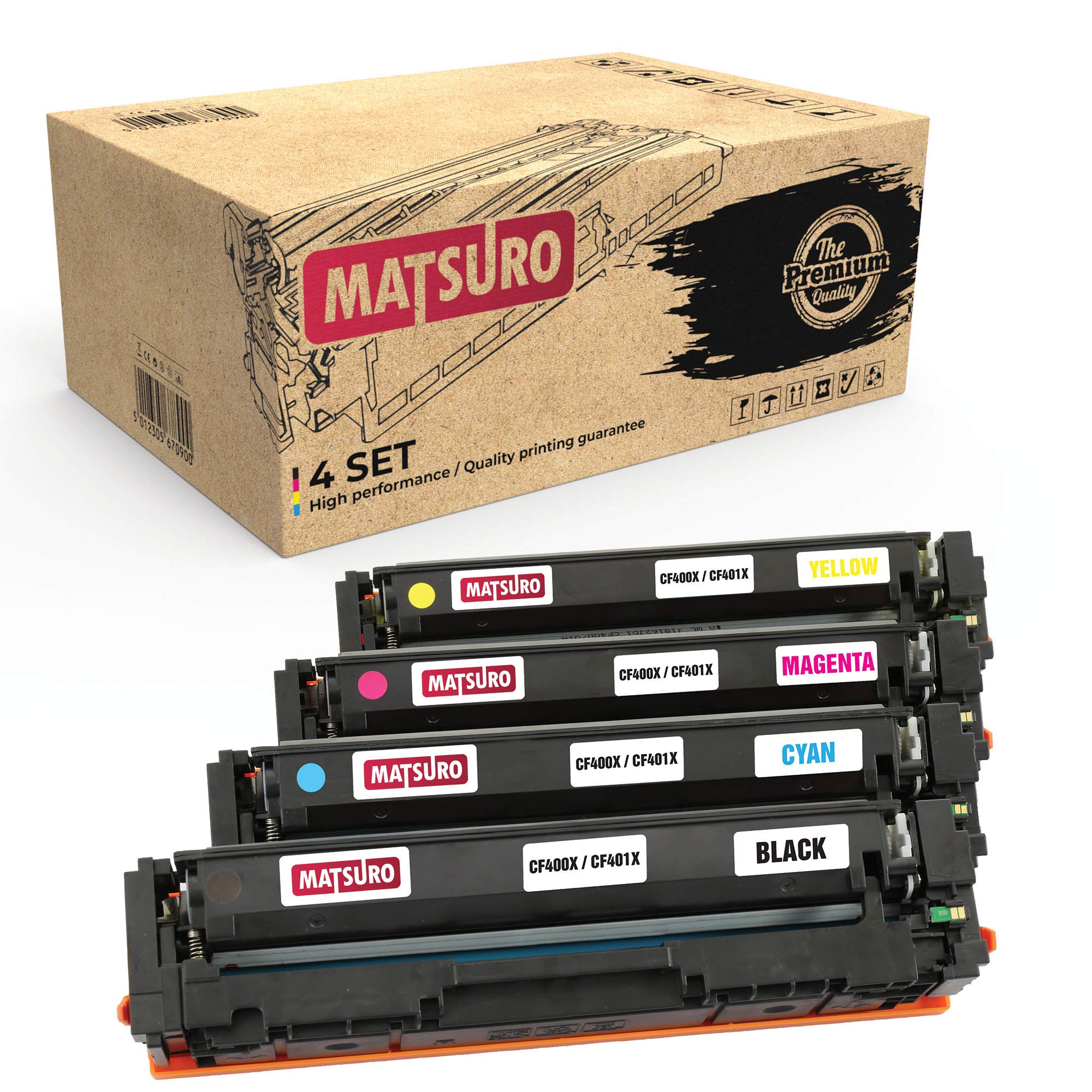 Matsuro Original | Compatible Toner cartridge Replacement for HP CF400X CF401X CF403X CF402X 201X (1 SET)
