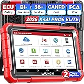LAUNCH PROS Elite X431 Bidirectional ECU Coding Active Tests Scan Tool, 38+ Resets Full System Scanner, CAN FD DoIP FCA SGW, 