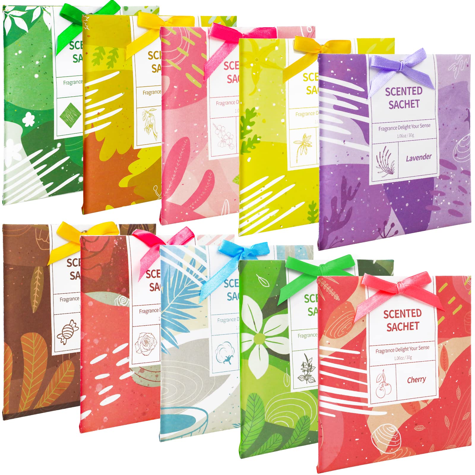 SCENTORINI Scented Sachet, Fragrance Sachets Bags for Wardrobe Drawers Closets, Hanging Wardrobe Sachets, 30 grams x 10 Pack